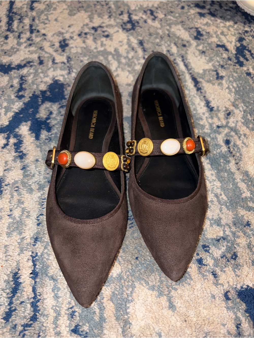 Veronica Beard Selene Charms Flats in Espresso